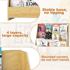 4-Tier Kids Bookshelf Large Capacity Bookcase 80W X