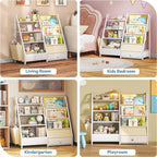 4-Tier Kids Bookshelf Large Capacity Bookcase 80W X