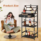 4-Tier Liquor Cabinet with Wheels Wine Rack Freestanding