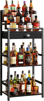 4-Tier Liquor Cabinet with Wheels Wine Rack Freestanding