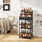 4-Tier Liquor Cabinet with Wheels Wine Rack Freestanding