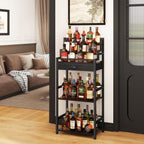 4-Tier Liquor Cabinet with Wheels Wine Rack Freestanding