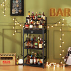 4-Tier Liquor Cabinet with Wheels Wine Rack Freestanding