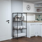 4-Tier Metal Shelving Unit with 4 Hooks Height