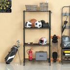 4-Tier Metal Shelving Unit with 4 Hooks Height