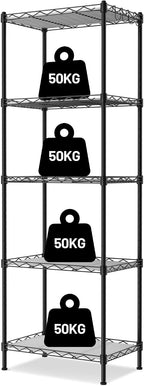4-Tier Metal Storage Shelving Unit with Hooks