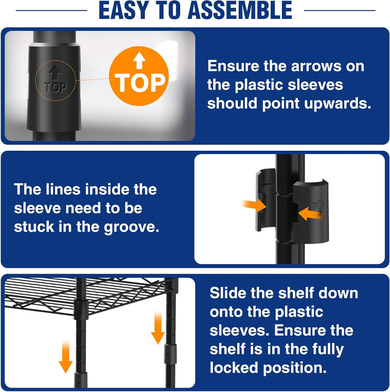4-Tier Metal Storage Shelving Unit with Hooks