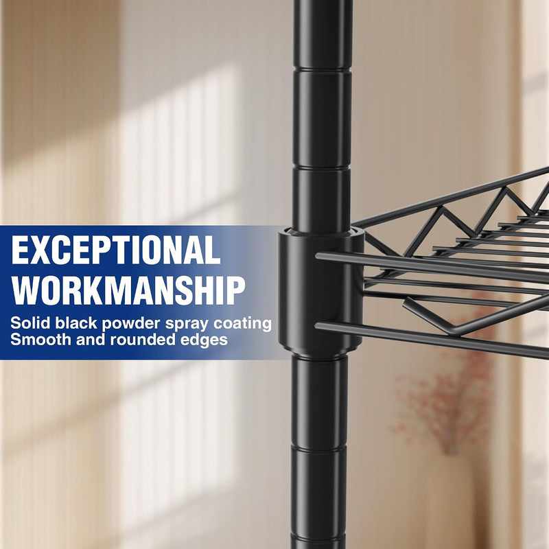 4-Tier Metal Storage Shelving Unit with Hooks