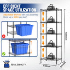 4-Tier Metal Storage Shelving Unit with Hooks