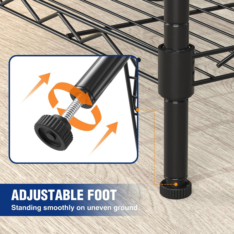 4-Tier Metal Storage Shelving Unit with Hooks