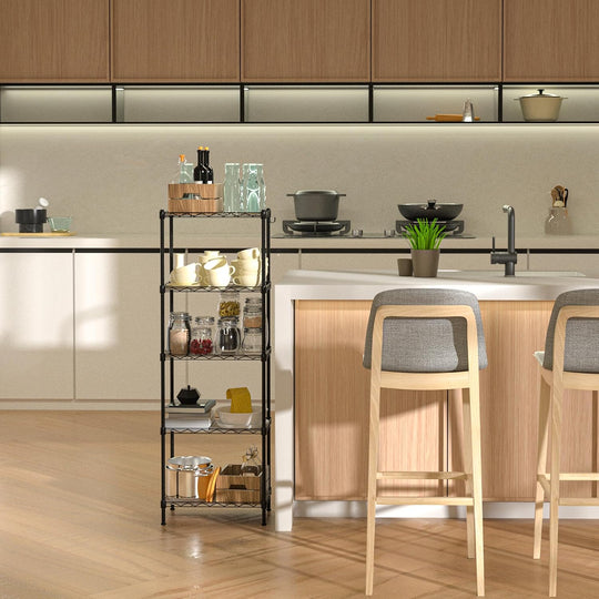 4-Tier Metal Storage Shelving Unit with Hooks