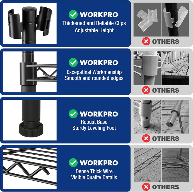 4-Tier Metal Storage Shelving Unit with Hooks