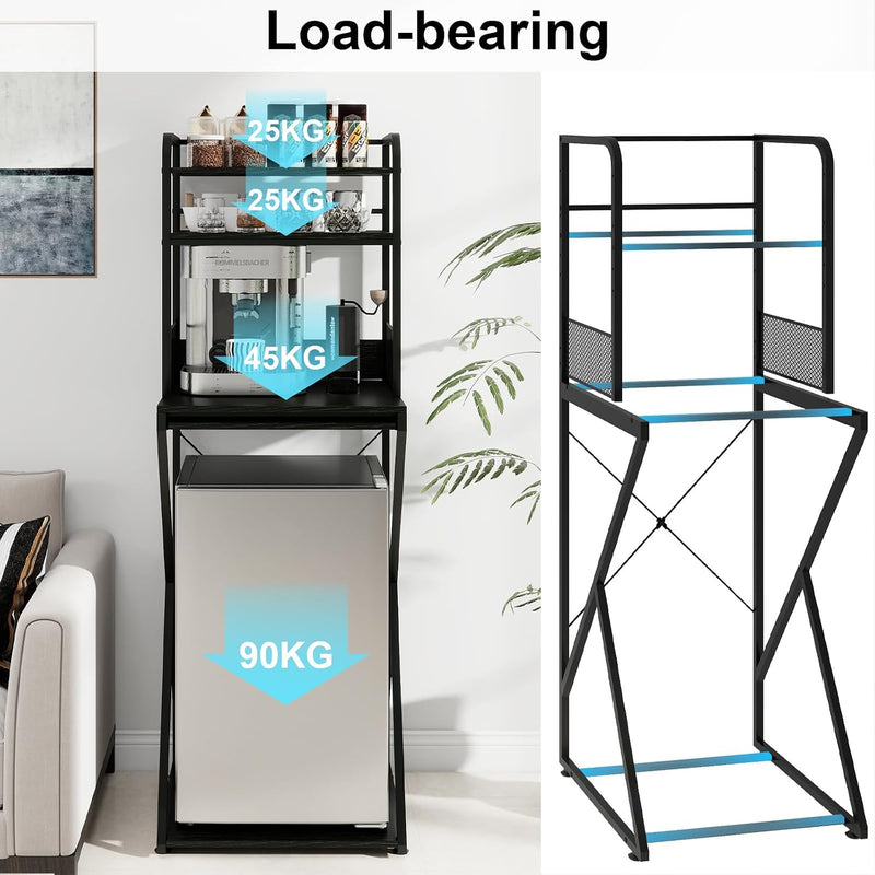 4-Tier Mini Fridge Stand with Space Coffee Bar