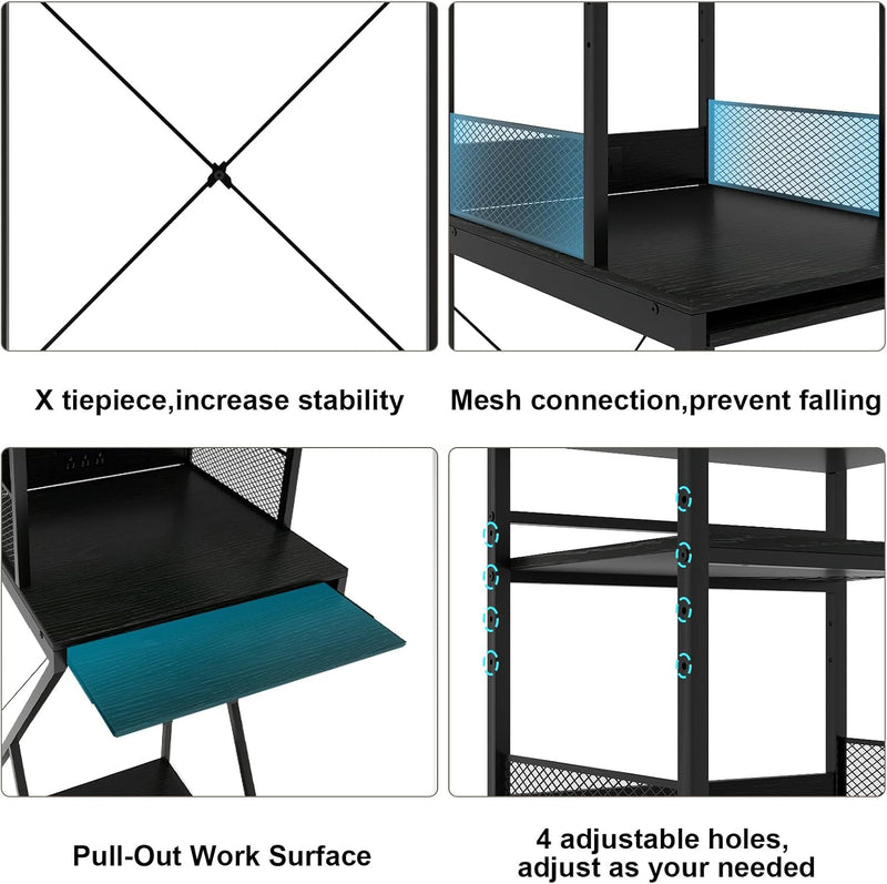 4-Tier Mini Fridge Stand with Space Coffee Bar