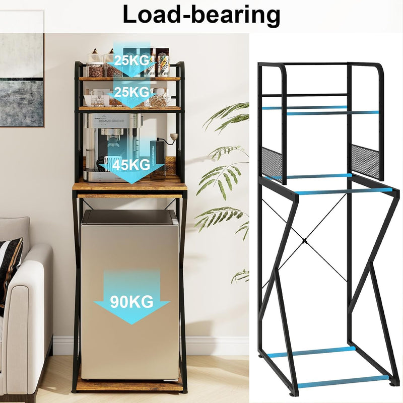 4-Tier Mini Fridge Stand with Space Coffee Bar