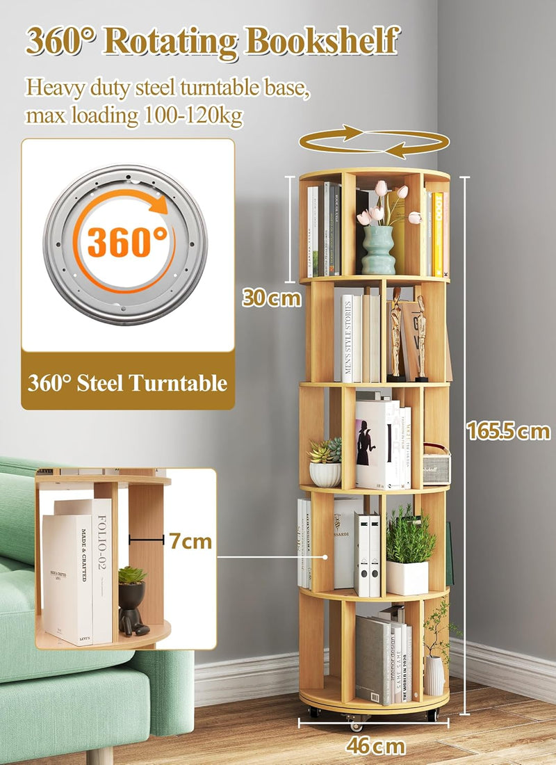 4-Tier Removable Rotating Bookshelf