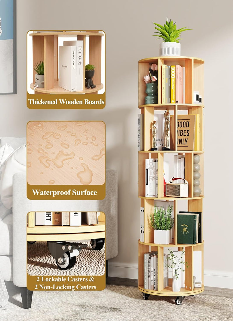 4-Tier Removable Rotating Bookshelf