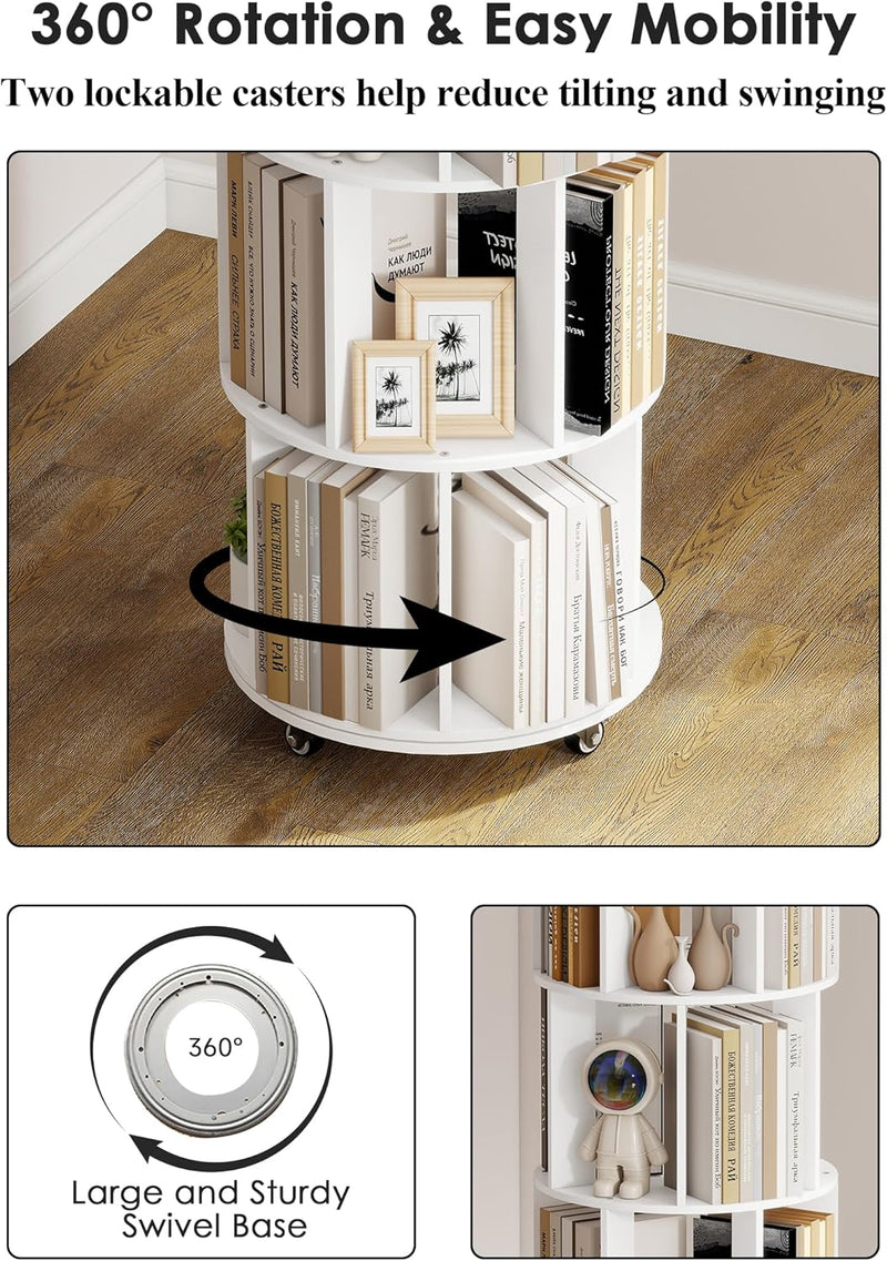 4-Tier Removable Rotating Bookshelf
