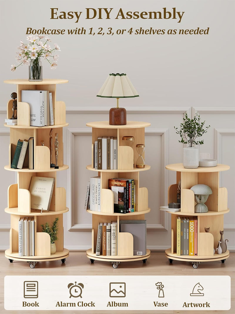 4-Tier Removable Rotating Bookshelf