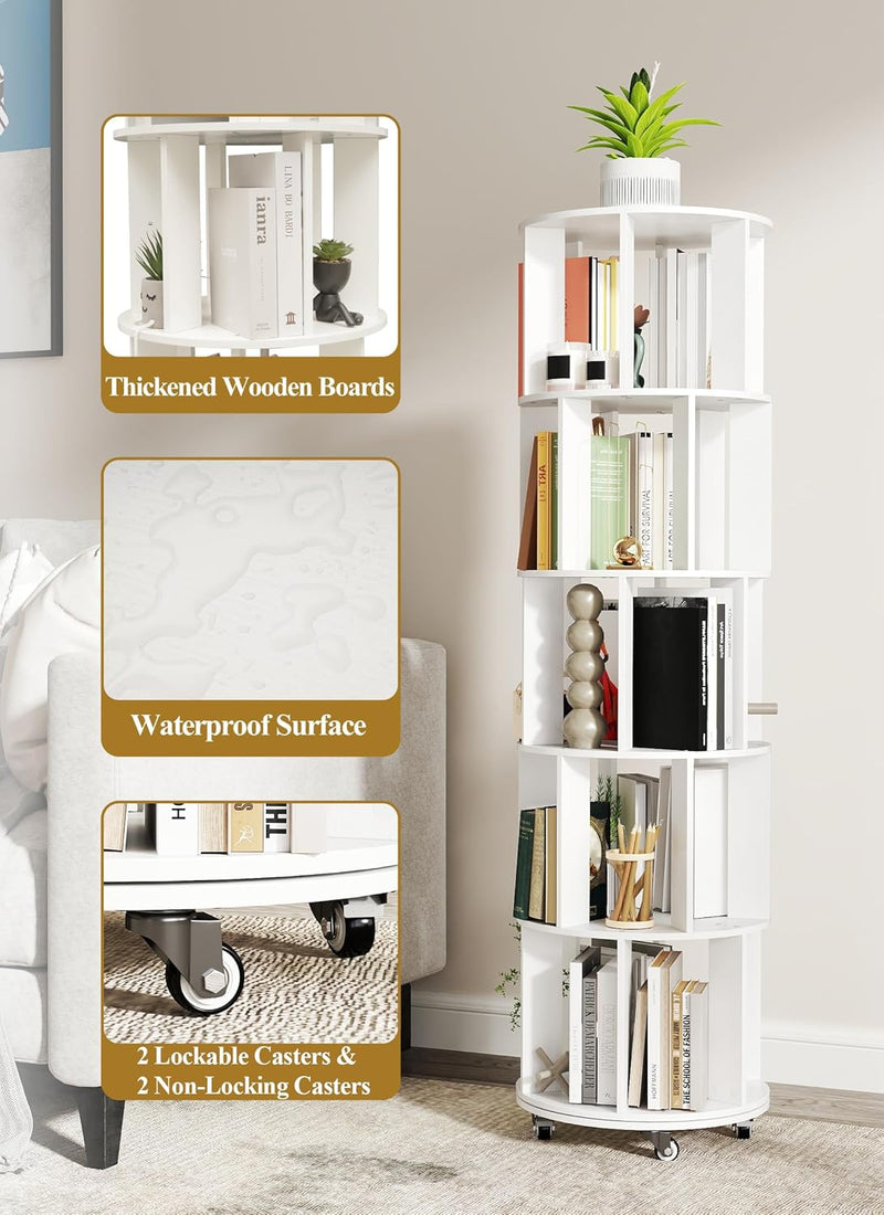 4-Tier Removable Rotating Bookshelf