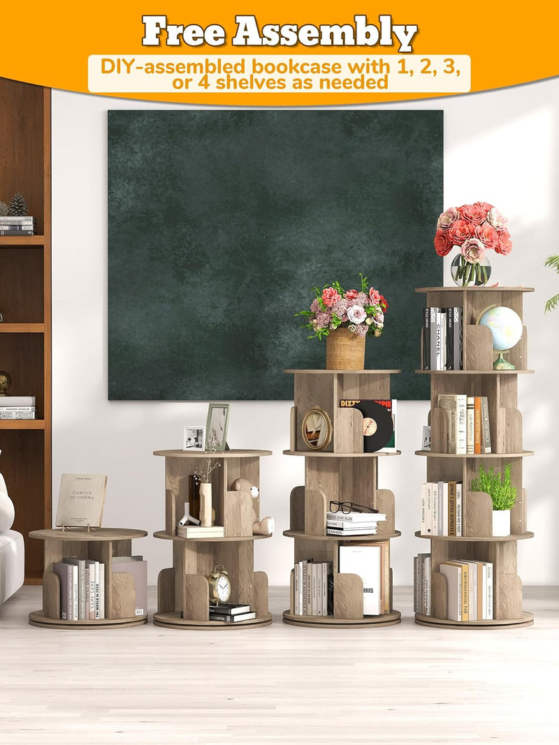 4-Tier Removable Rotating Bookshelf