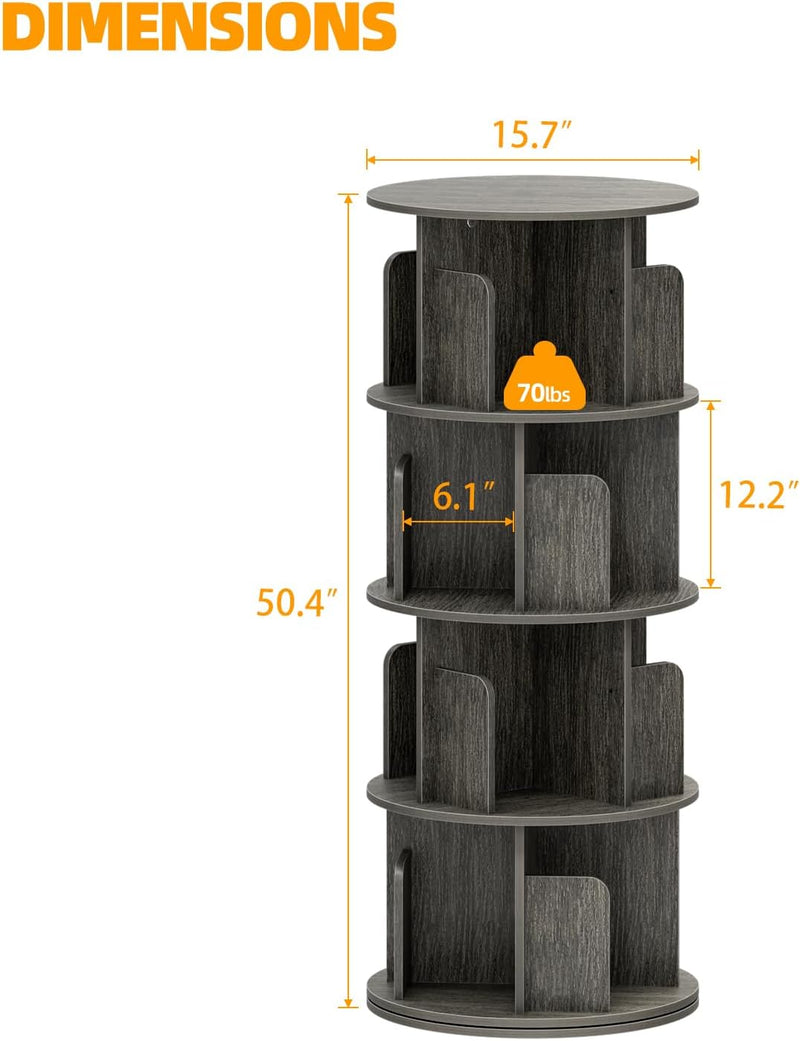 4 Tier Rotating Bookshelf 360 Display Spinning Bookcase
