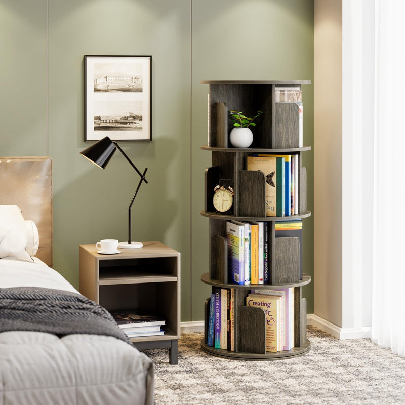4 Tier Rotating Bookshelf 360 Display Spinning Bookcase