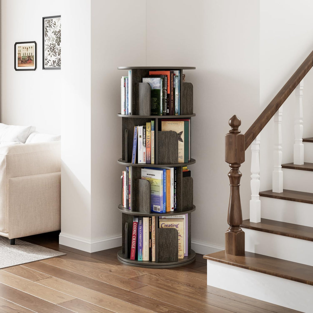 4 Tier Rotating Bookshelf 360 Display Spinning Bookcase