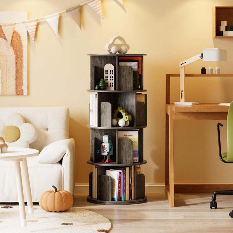 4 Tier Rotating Bookshelf 360 Display Spinning Bookcase
