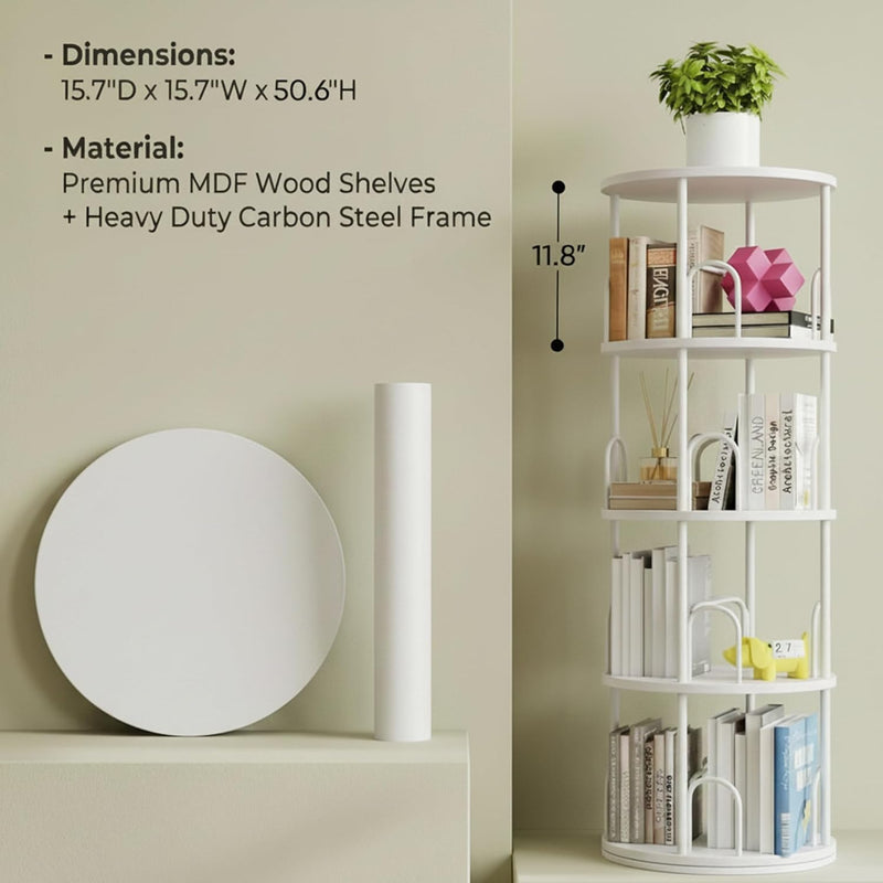 4 Tier Rotating Bookshelf Display Corner Book Shelf