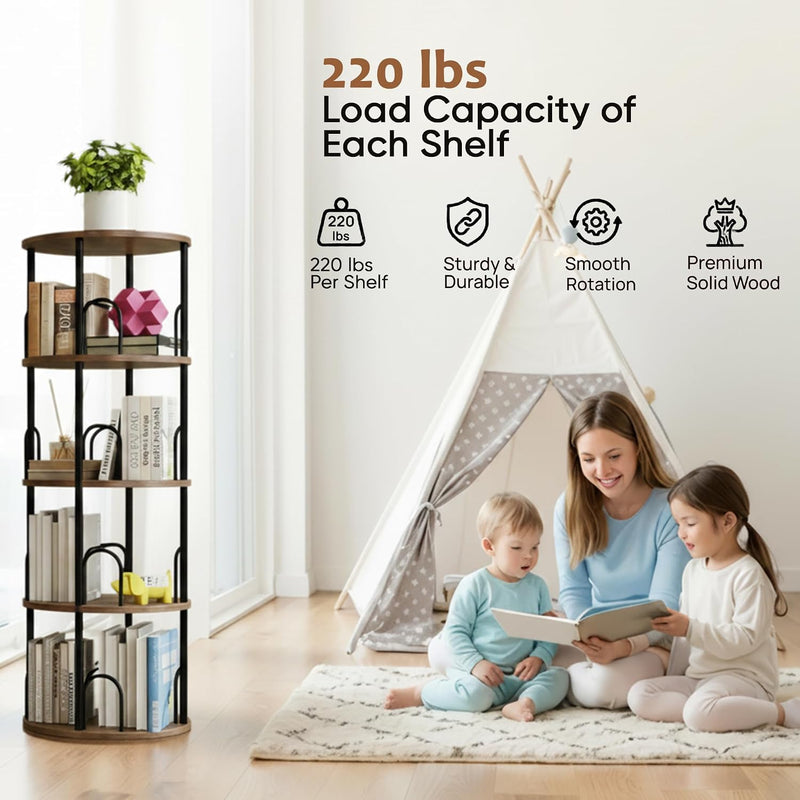 4 Tier Rotating Bookshelf Display Corner Book Shelf