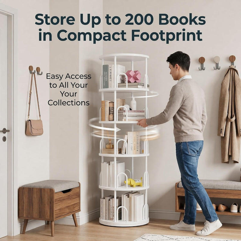 4 Tier Rotating Bookshelf Display Corner Book Shelf