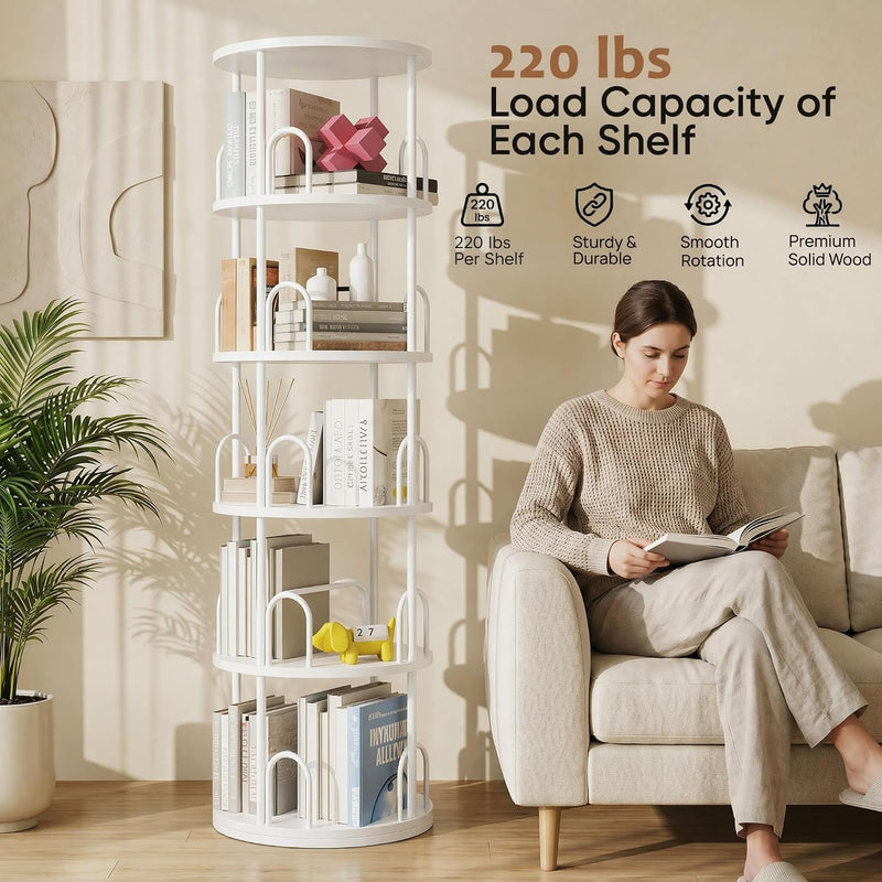 4 Tier Rotating Bookshelf Display Corner Book Shelf