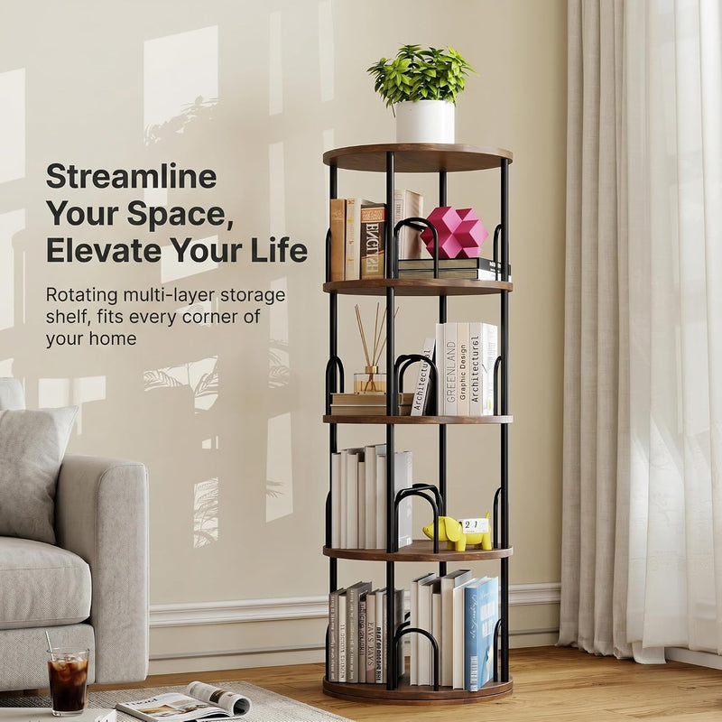 4 Tier Rotating Bookshelf Display Corner Book Shelf