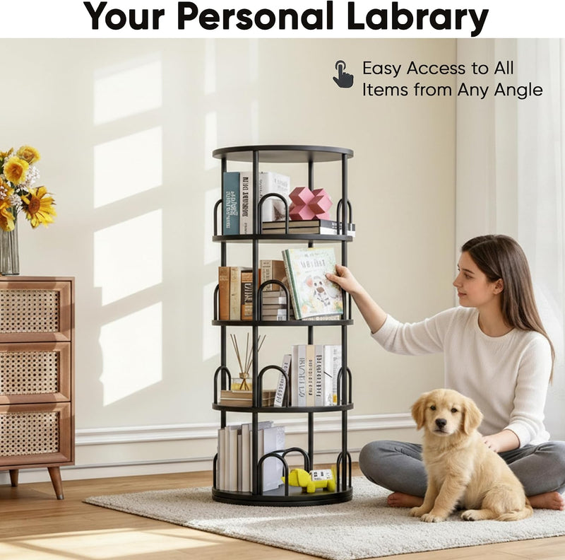 4 Tier Rotating Bookshelf Display Corner Book Shelf