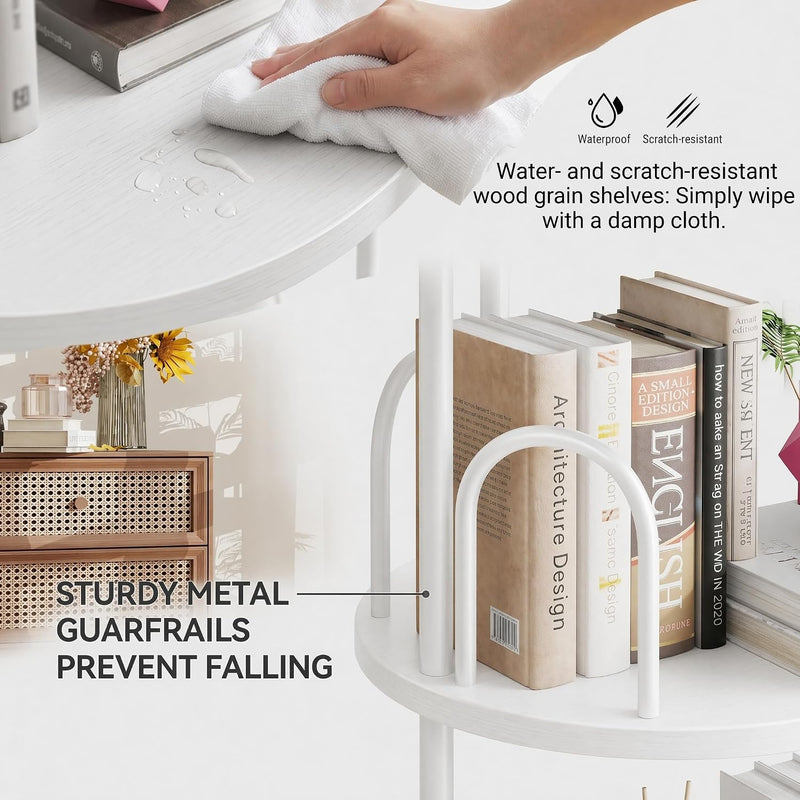 4 Tier Rotating Bookshelf Display Corner Book Shelf