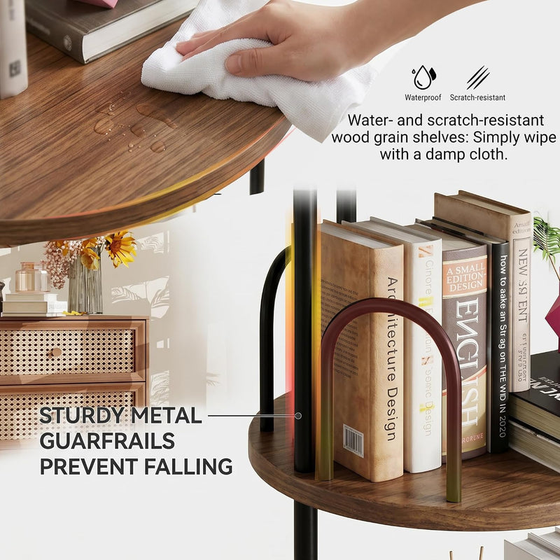 4 Tier Rotating Bookshelf Display Corner Book Shelf