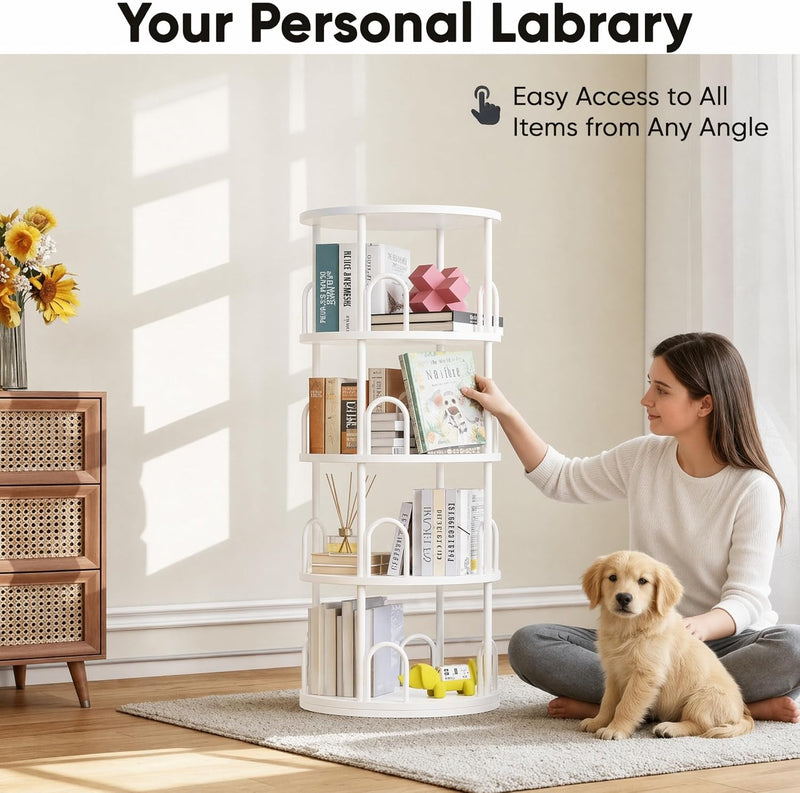 4 Tier Rotating Bookshelf Display Corner Book Shelf