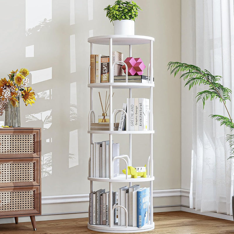 4 Tier Rotating Bookshelf Display Corner Book Shelf