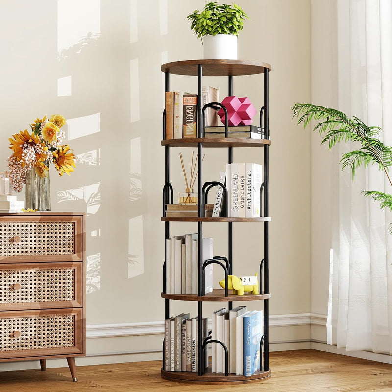 4 Tier Rotating Bookshelf Display Corner Book Shelf