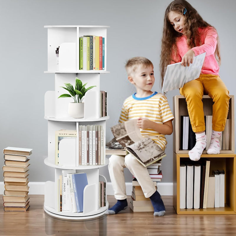 4 Tier Rotating Bookshelf Spinning Kids Floor Standing