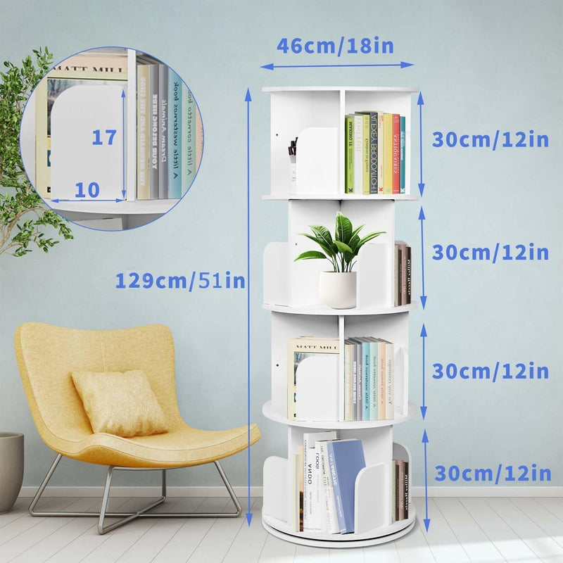 4 Tier Rotating Bookshelf Spinning Kids Floor Standing