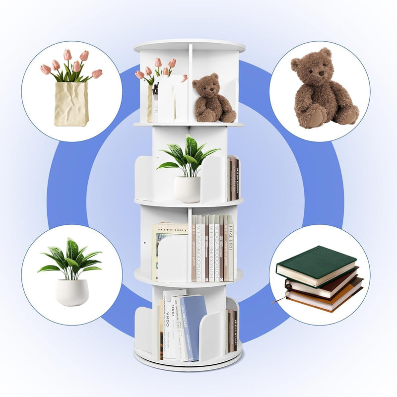 4 Tier Rotating Bookshelf Spinning Kids Floor Standing