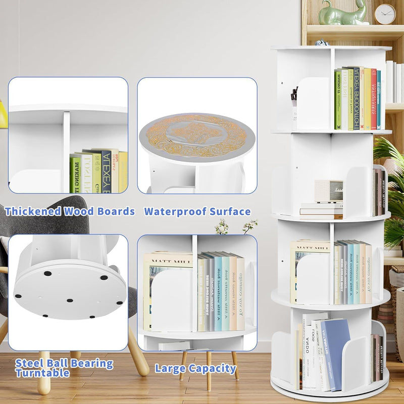 4 Tier Rotating Bookshelf Spinning Kids Floor Standing