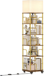 4-Tier Rotating Bookshelf Storage Rack Oak Colour