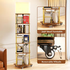 4-Tier Rotating Bookshelf Storage Rack Oak Colour