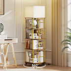 4-Tier Rotating Bookshelf Storage Rack Oak Colour