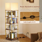 4-Tier Rotating Bookshelf Storage Rack Oak Colour