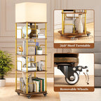 4-Tier Rotating Bookshelf Storage Rack Oak Colour