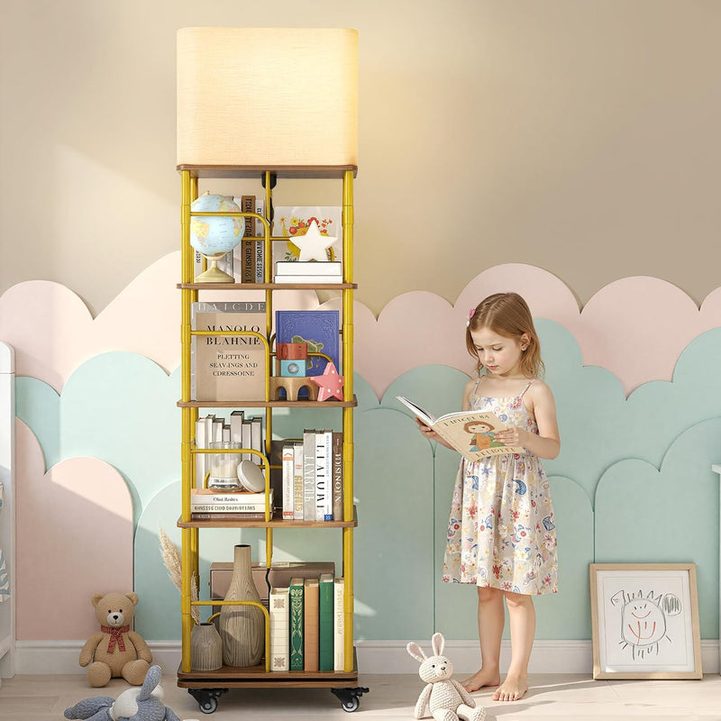 4-Tier Rotating Bookshelf Storage Rack Oak Colour